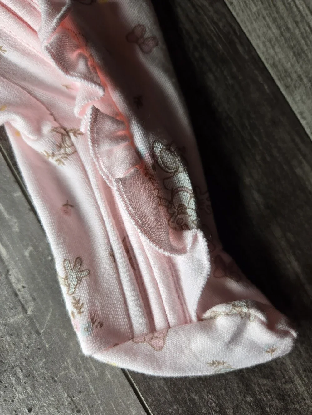 NWT Disney Pink Minnie Mouse Ruffle‑Trim Zip One‑Piece Footie – Size Newborn
